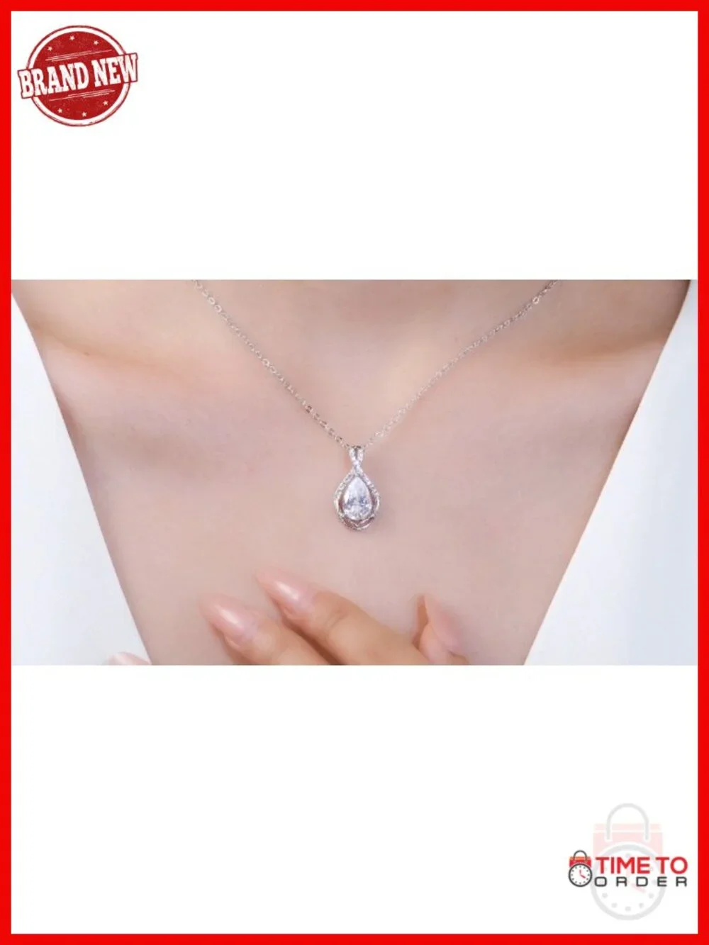 Infinity Teardrop Pendant Necklace Adjustable 20in Hypoallergenic Cubic Zirconia